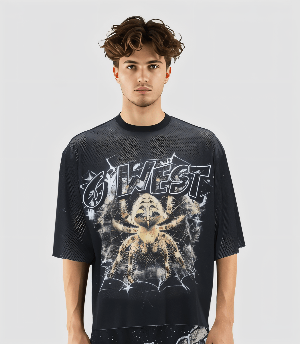 G WEST RHINSTONE SPIDER 3.0 3/4 SLEEVES MESH SHORT SET G West