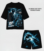 G WEST RHINSTONE WORLD TOUR 3/4 SLEEVES MESH SHORT SET G West