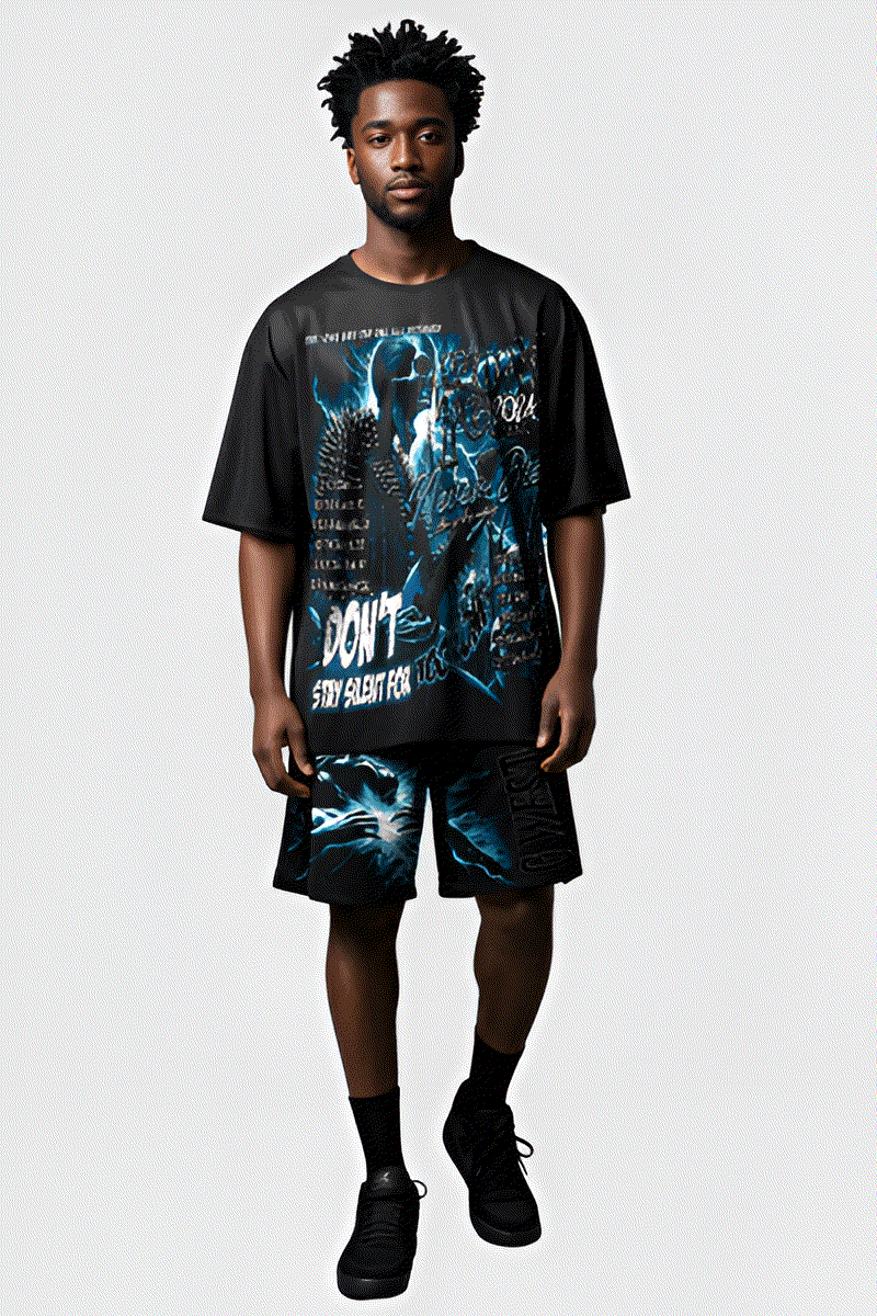 G WEST RHINSTONE WORLD TOUR 3/4 SLEEVES MESH SHORT SET G West