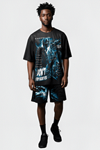 G WEST RHINSTONE WORLD TOUR 3/4 SLEEVES MESH SHORT SET G West
