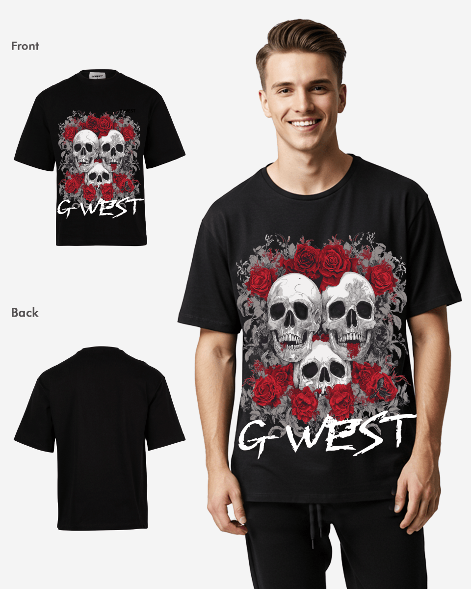 G West Roses And Bones Oversized T-Shirt Mens G West