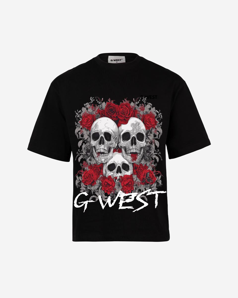 G West Roses And Bones Oversized T-Shirt Mens G West