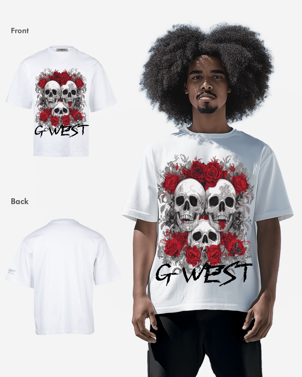 G West Roses And Bones Oversized T-Shirt Mens G West