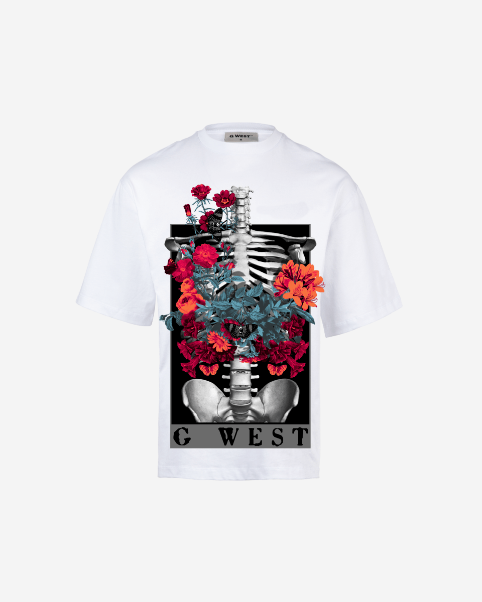 G WEST skeleton in bloom OVERSIZED T-Shirt Mens G West