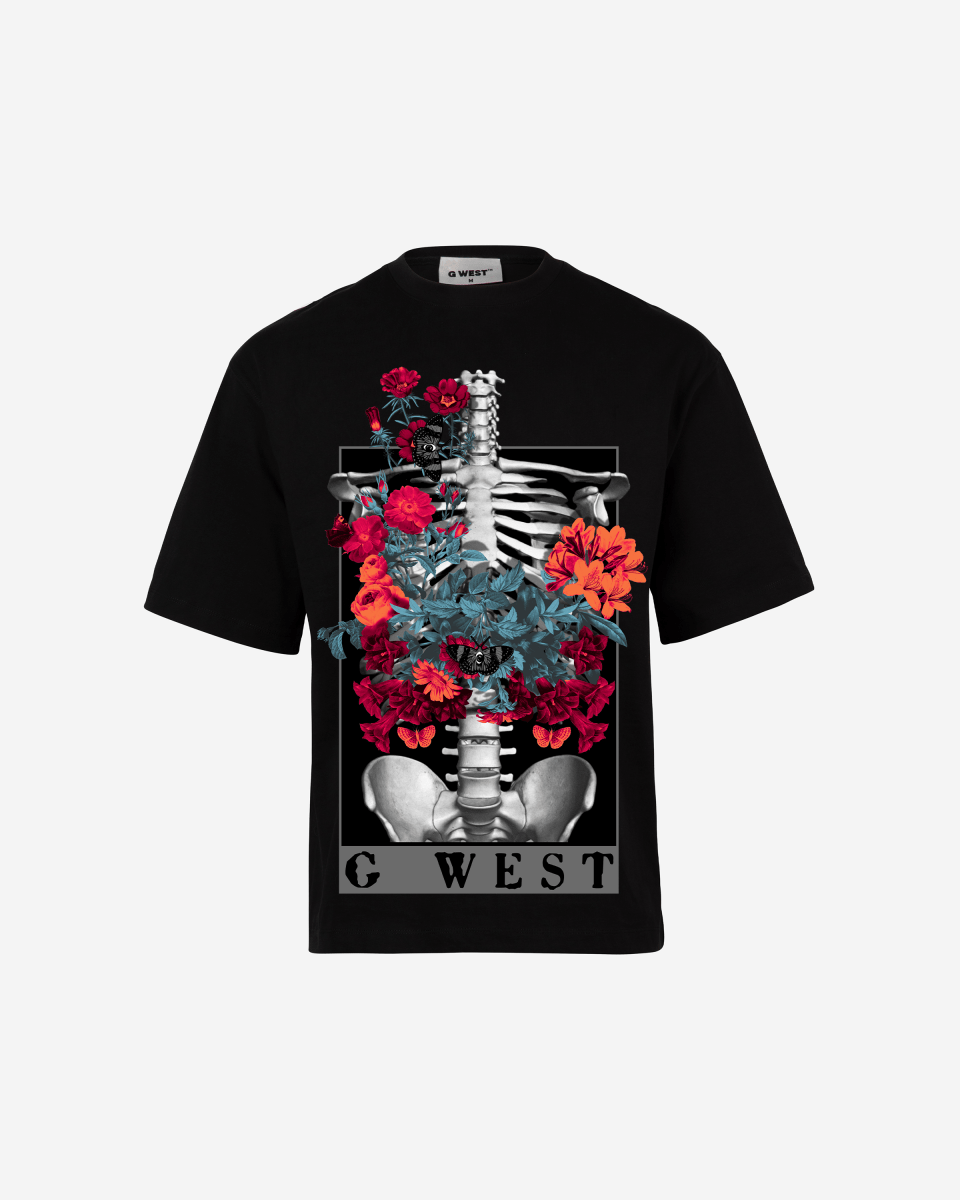 G WEST skeleton in bloom OVERSIZED T-Shirt Mens G West