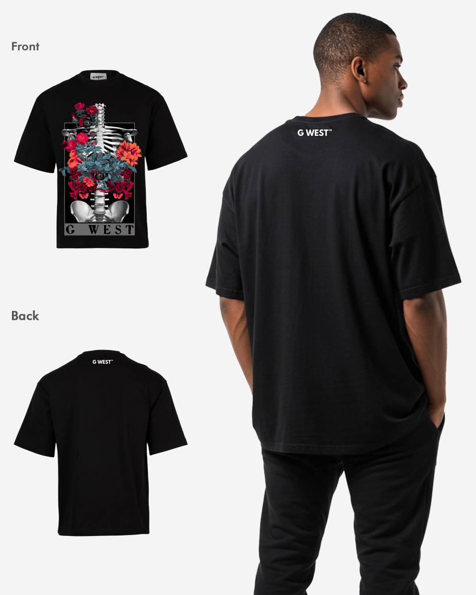 G WEST skeleton in bloom OVERSIZED T-Shirt Mens G West