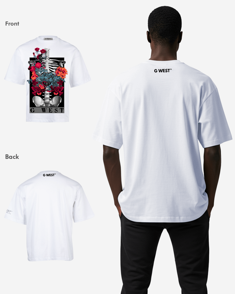 G WEST skeleton in bloom OVERSIZED T-Shirt Mens G West