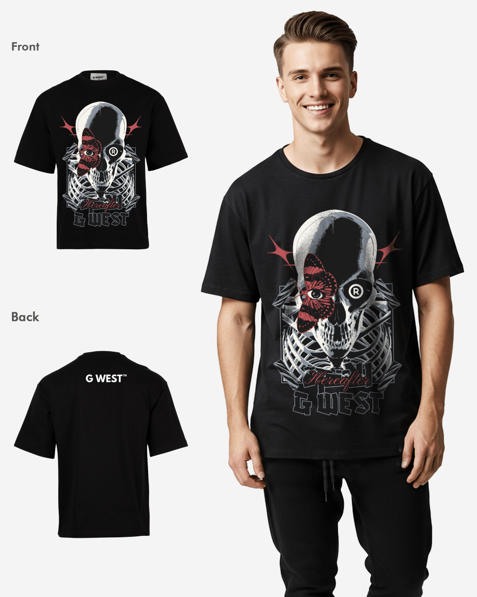 G WEST SKULL AND WINGED VISION OVERSIZED T-Shirt Mens G West