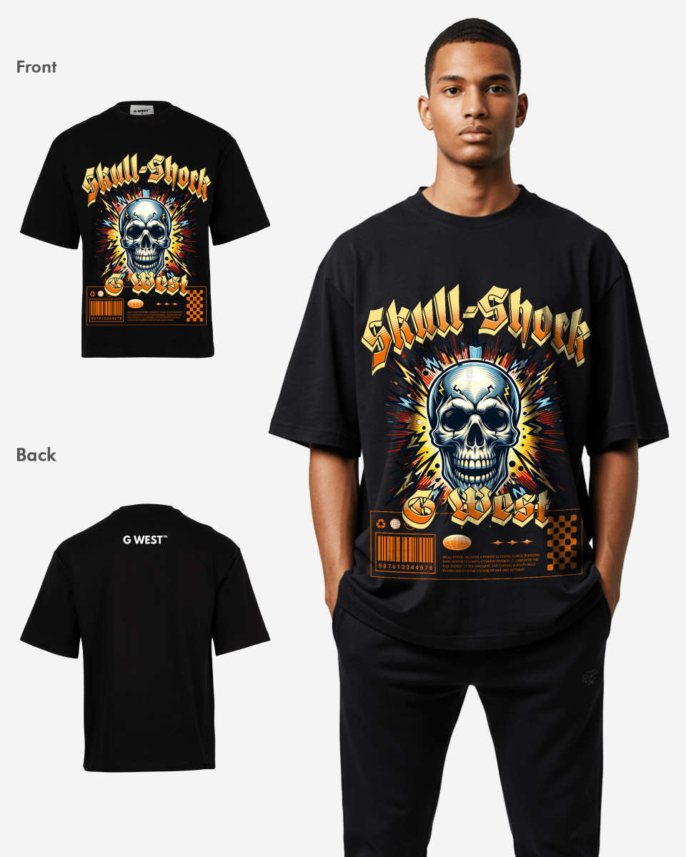 G WEST SKULL SHORK OVERSIZED T-Shirt Mens G West