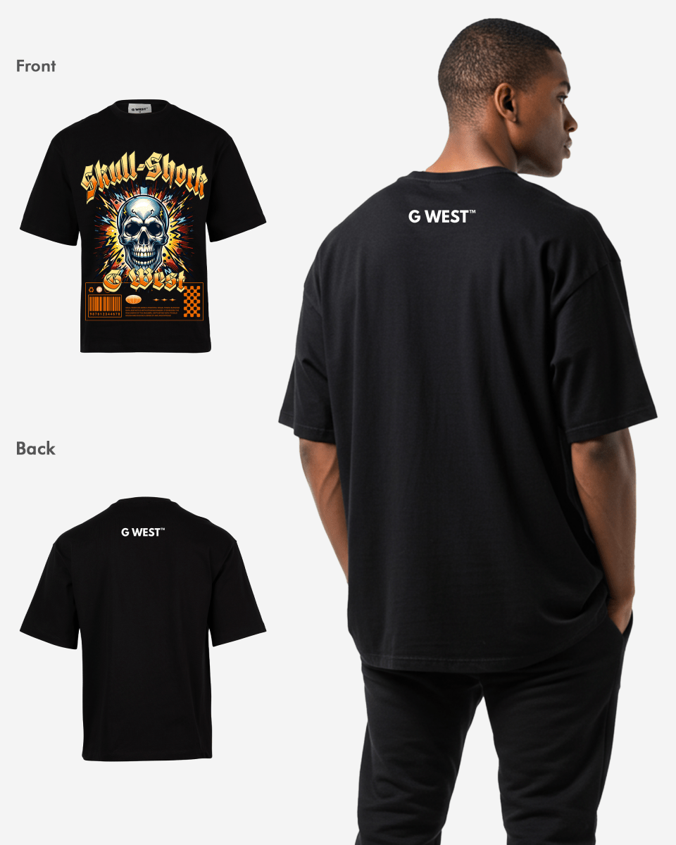 G WEST SKULL SHORK OVERSIZED T-Shirt Mens G West