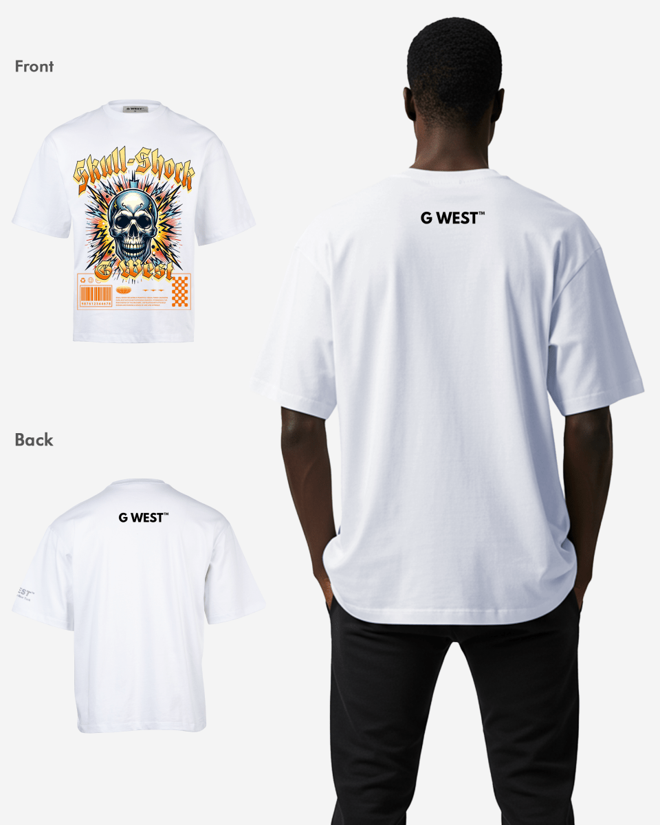 G WEST SKULL SHORK OVERSIZED T-Shirt Mens G West