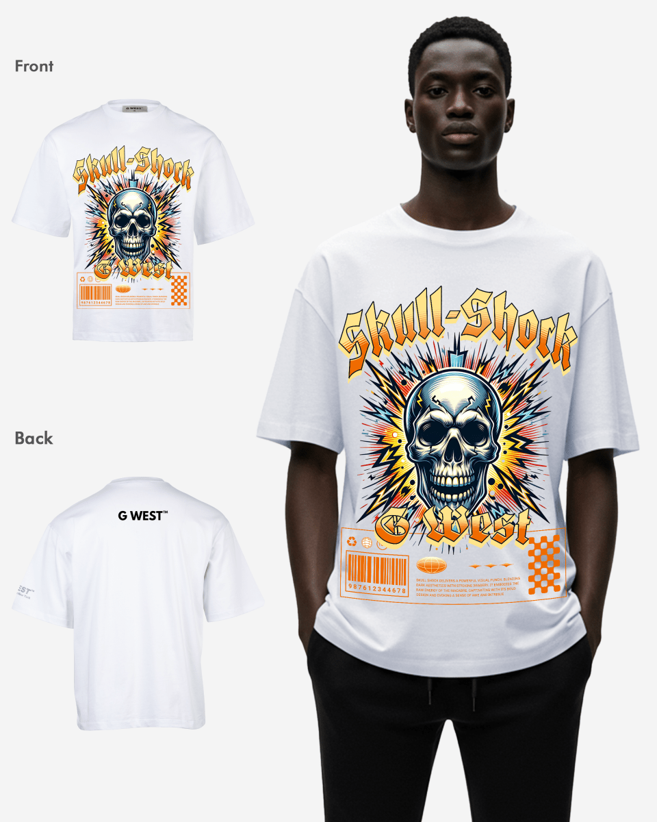 G WEST SKULL SHORK OVERSIZED T-Shirt Mens G West