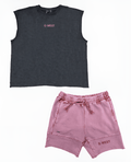 G West Sleeveless Black & Pink Wash Short Set G West