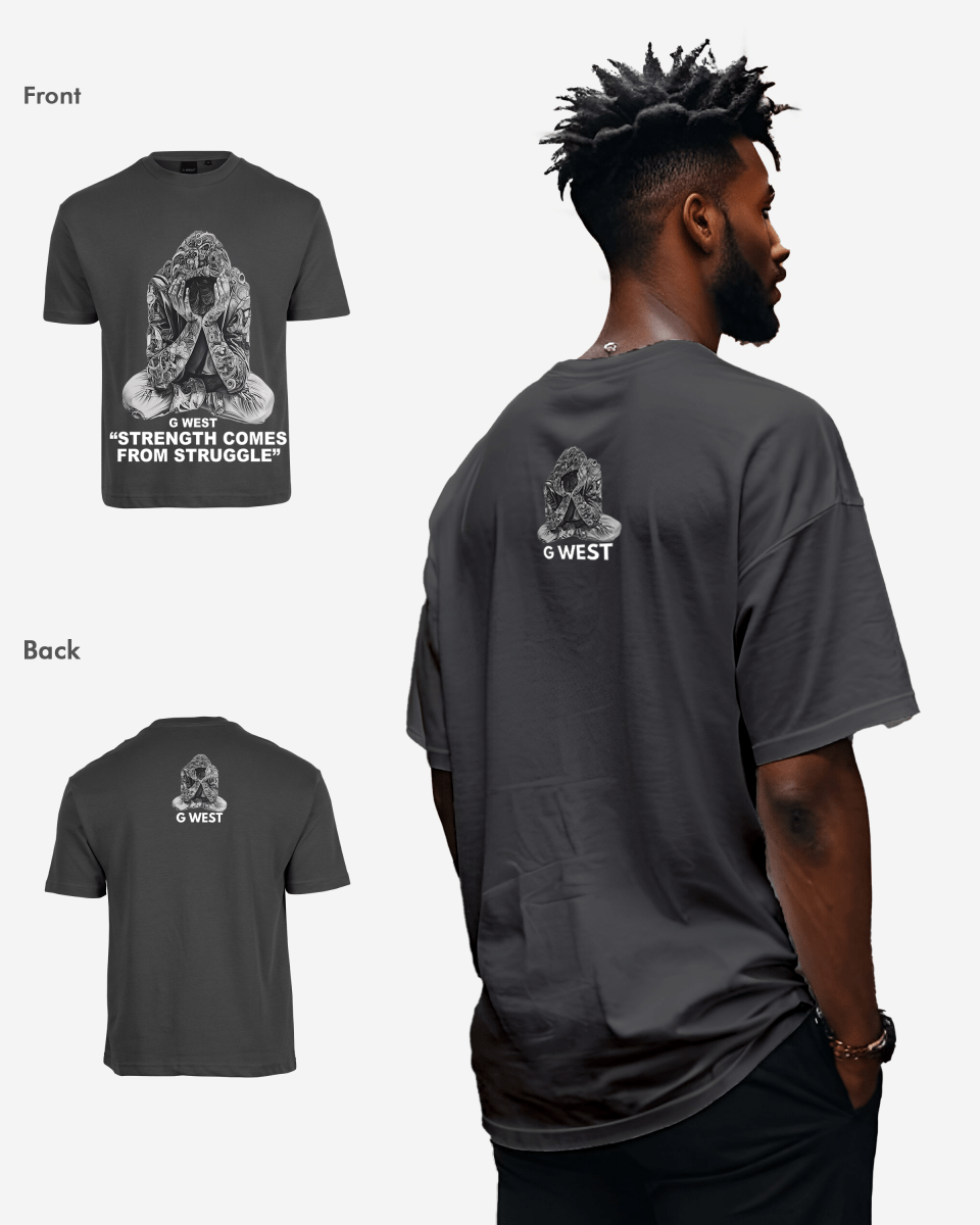 G West Strength Come From Struggle Oversized T-Shirt Mens