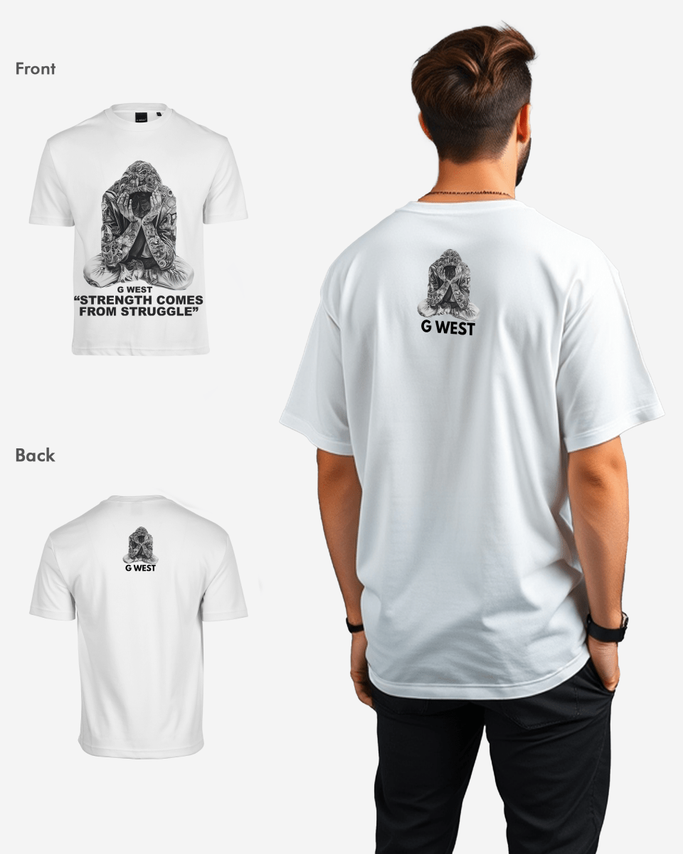 G West Strength Come From Struggle Oversized T-Shirt Mens G West