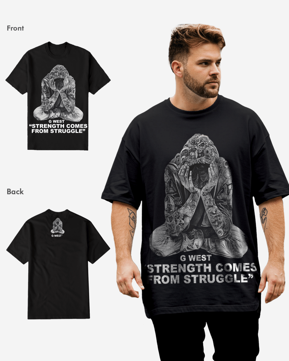 G West Strength Come From Struggle T-Shirt Big and Tall Mens G West