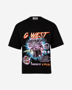 G West Mens Supernatural Acid Wash Premium Oversized Tee Front And Back Print G West