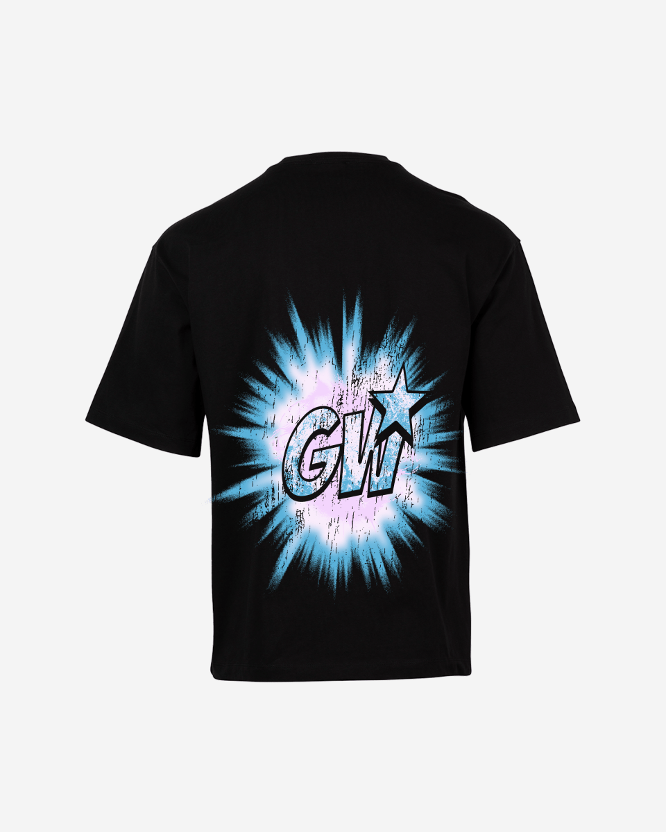 G West Mens Supernatural Acid Wash Premium Oversized Tee Front And Back Print G West