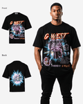 G West Mens Supernatural Acid Wash Premium Oversized Tee Front And Back Print G West