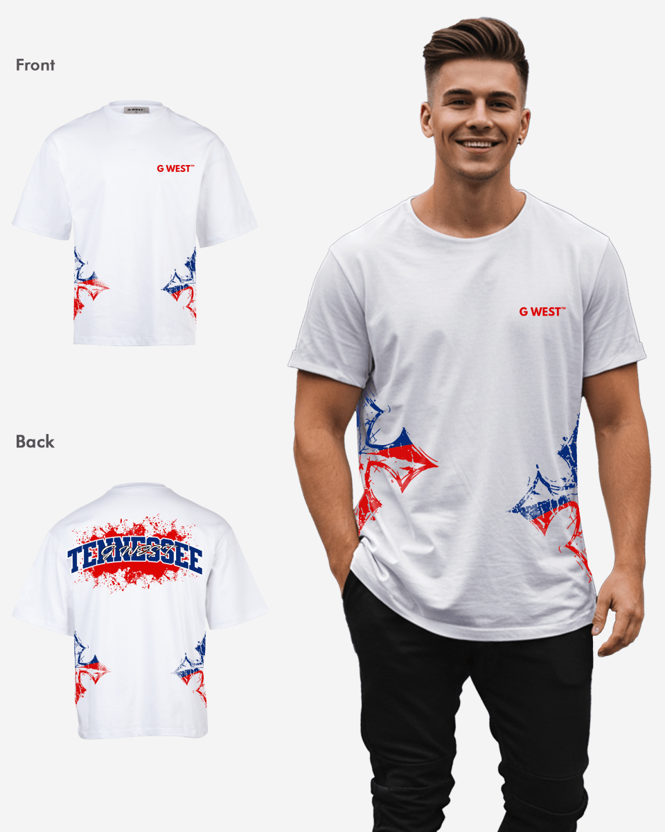 G West Tennessee Blood Arch Logo Oversized T-Shirts G West