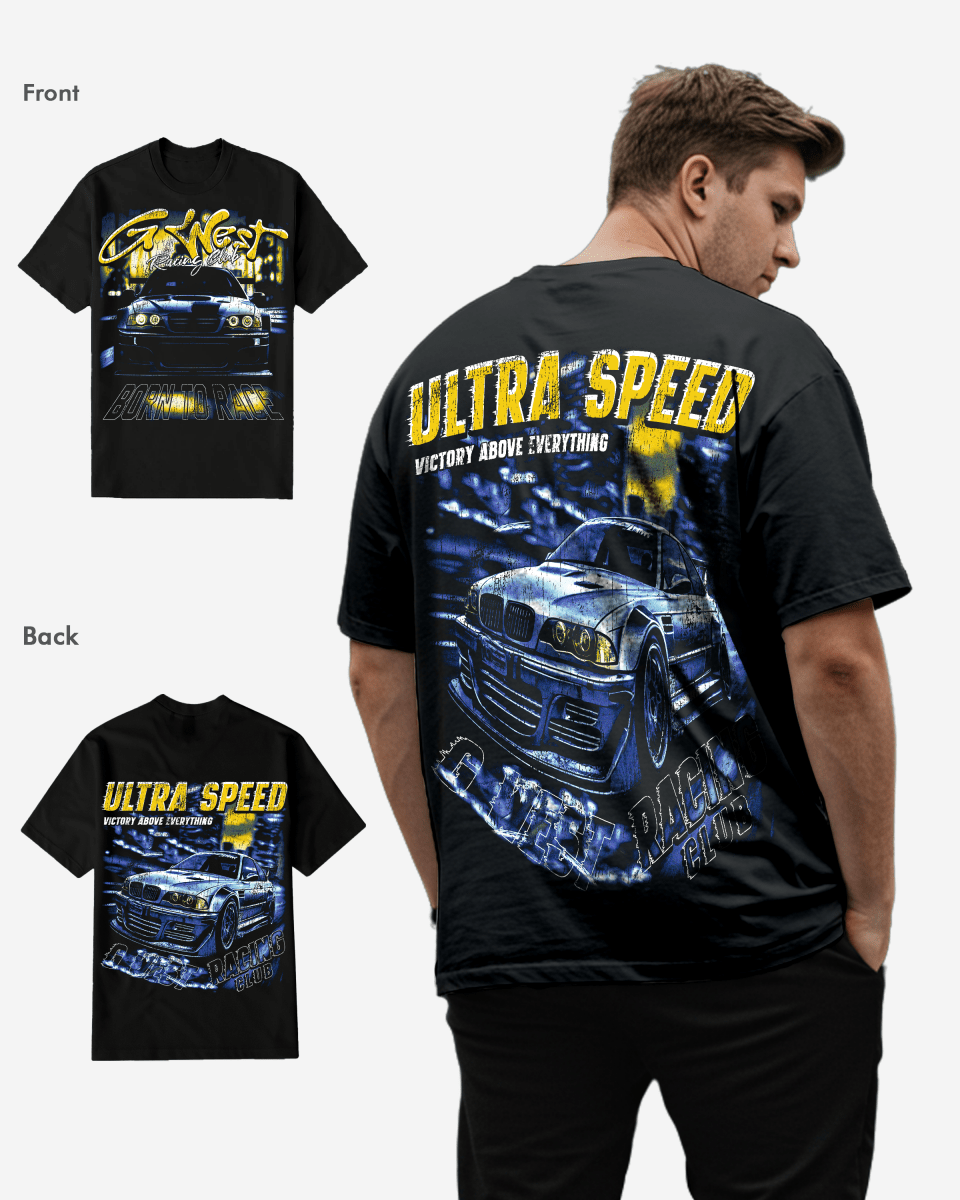 G West Ultra Speed Black T-Shirt Big and Tall Mens G West