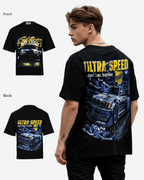 G West Mens Ultra Speed Premium Oversized Tee Front And Back Print G West