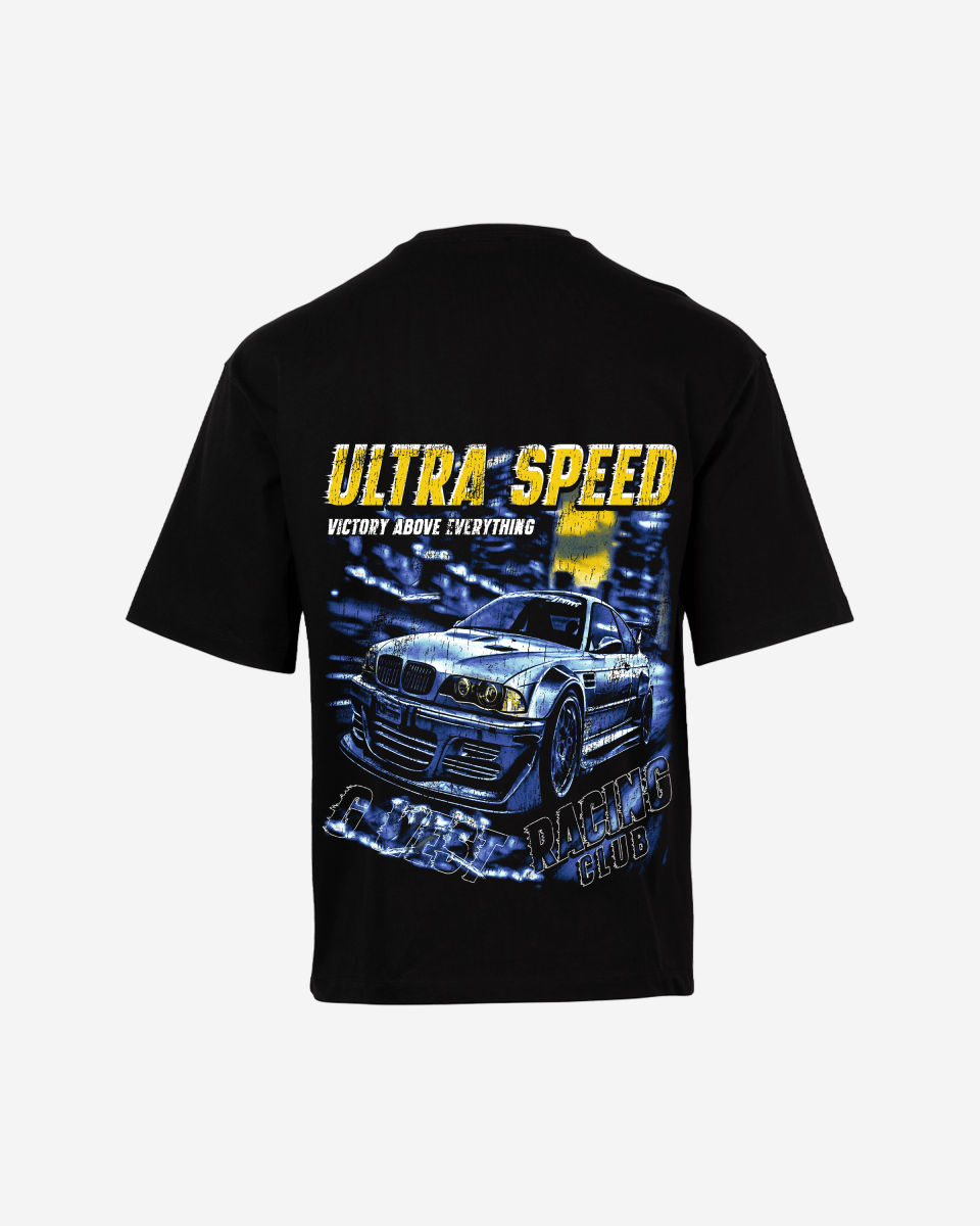G West Mens Ultra Speed Premium Oversized Tee Front And Back Print G West
