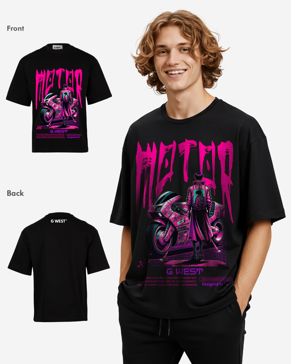 G WEST URBAN MOTORCYCLE OVERSIZED T-Shirt Mens G West