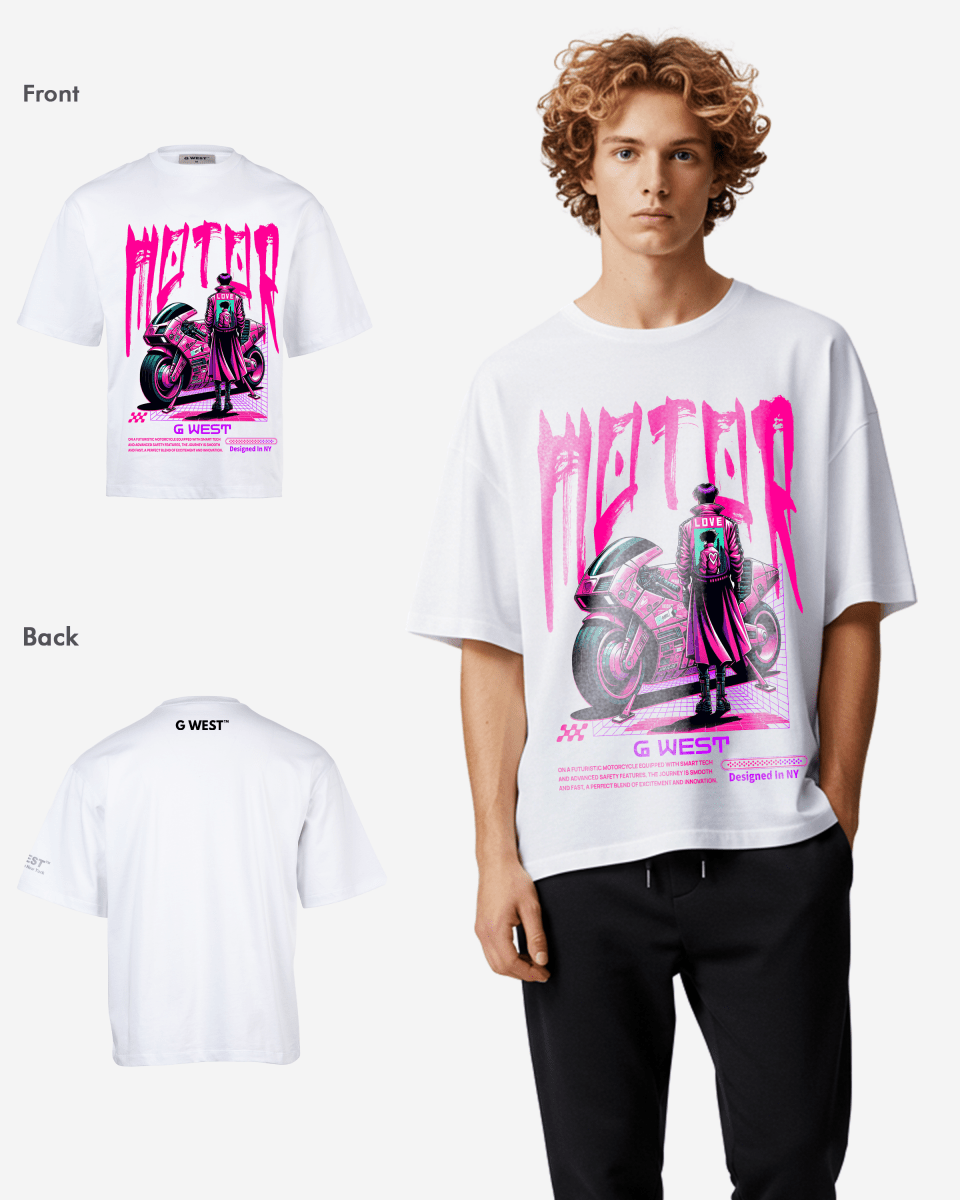 G WEST URBAN MOTORCYCLE OVERSIZED T-Shirt Mens G West