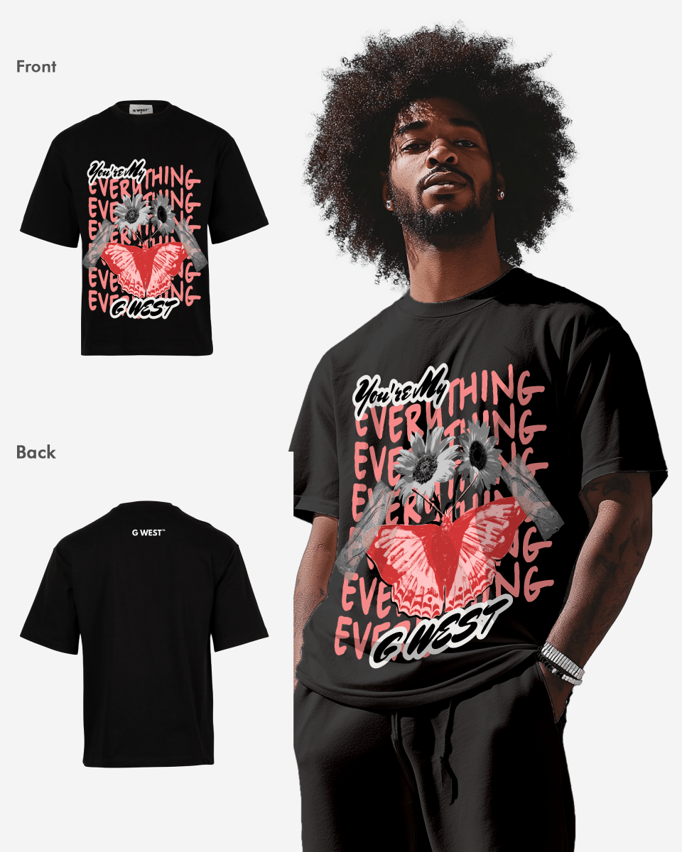 G WEST WINGS N BLOOMS OVERSIZED T-Shirt Mens G West