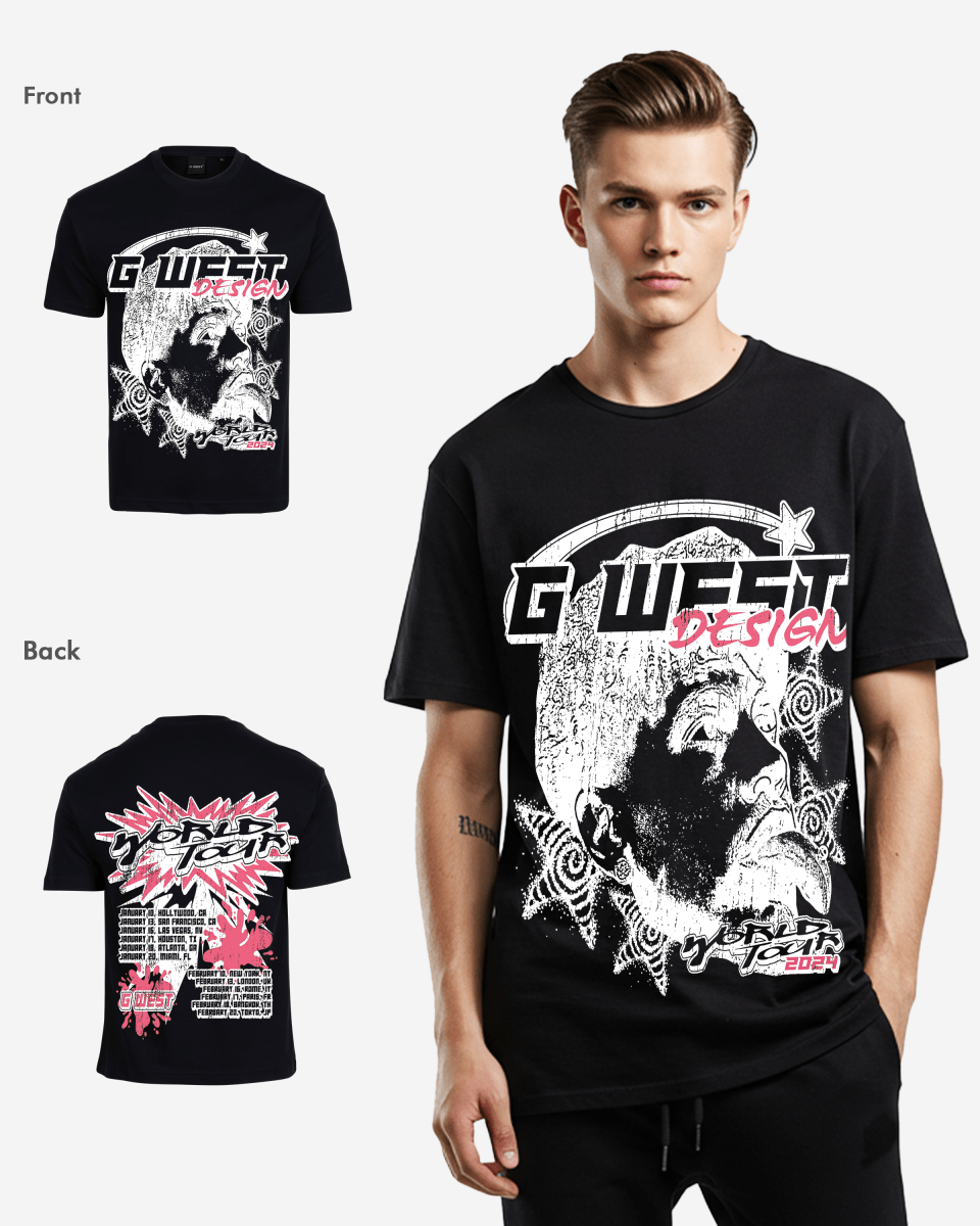 G West Mens World Tour Premium Oversized Tee G West