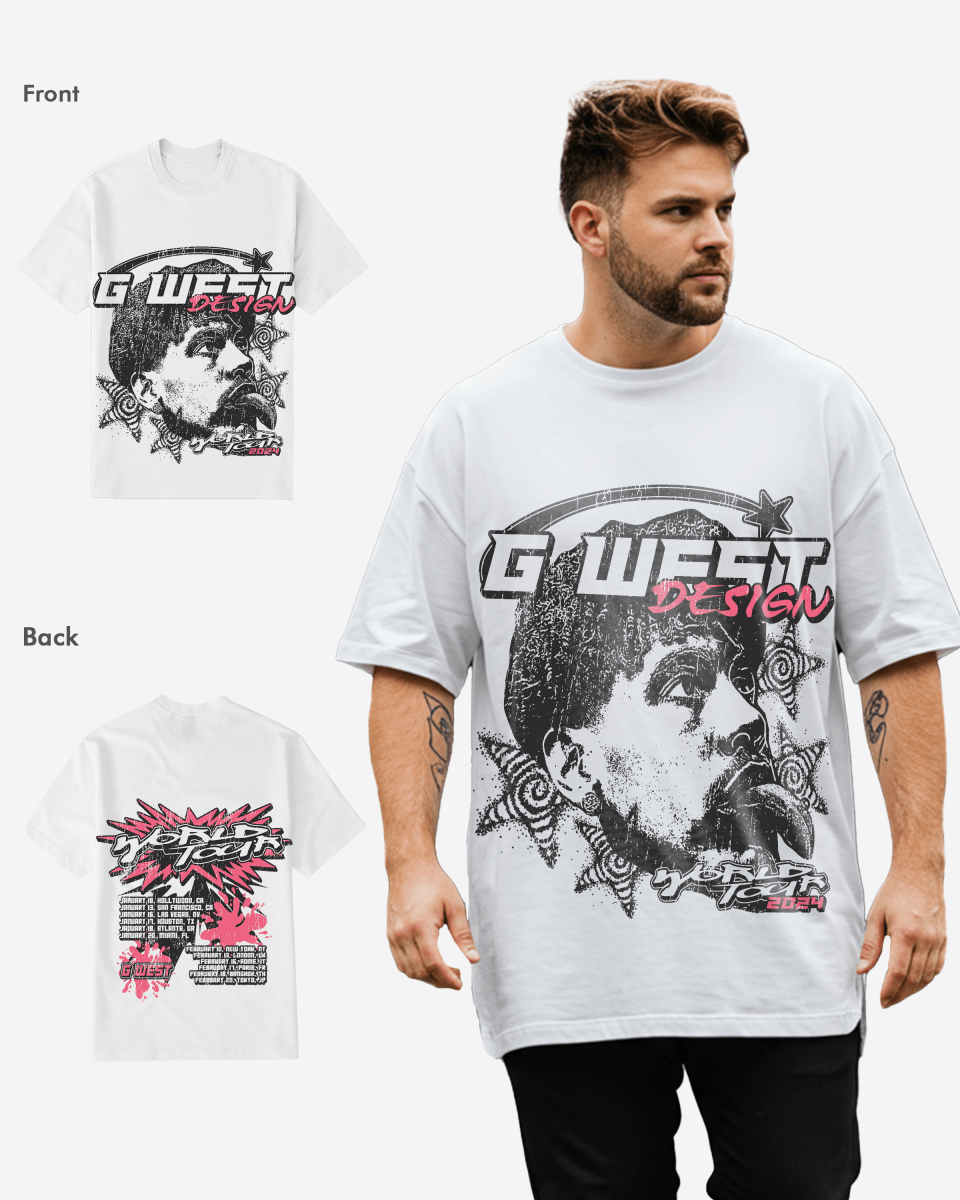 G West World Tour White T-Shirt Big and Tall Mens G West