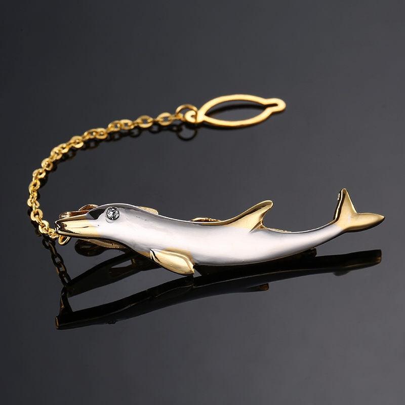 Gentlemen Fashion Men Tie Clip Classy Necktie Tie Bar Tie Clip For Men's Skinny Necktie Tie Clip Gift For Husband Dolphin Ship Wedding Tie Men Jewelry Romantic Necktie Bar Clips Groomsmen Grooms Business Formal Necktie Clips Stevvex
