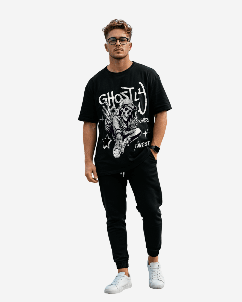 G West Ghostly Grooves Oversized T-Shirt Mens G West