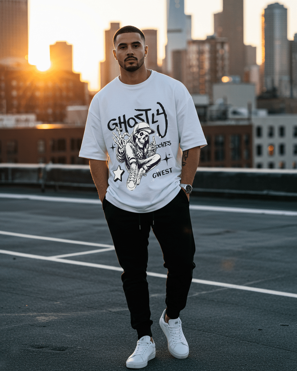 G West Ghostly Grooves Oversized T-Shirt Mens G West