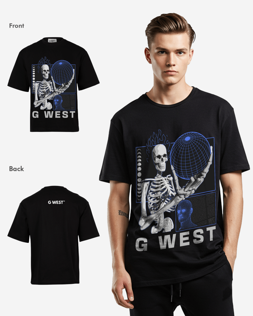 G WEST T-Shirt Flaming Fate Oversized Mens G West