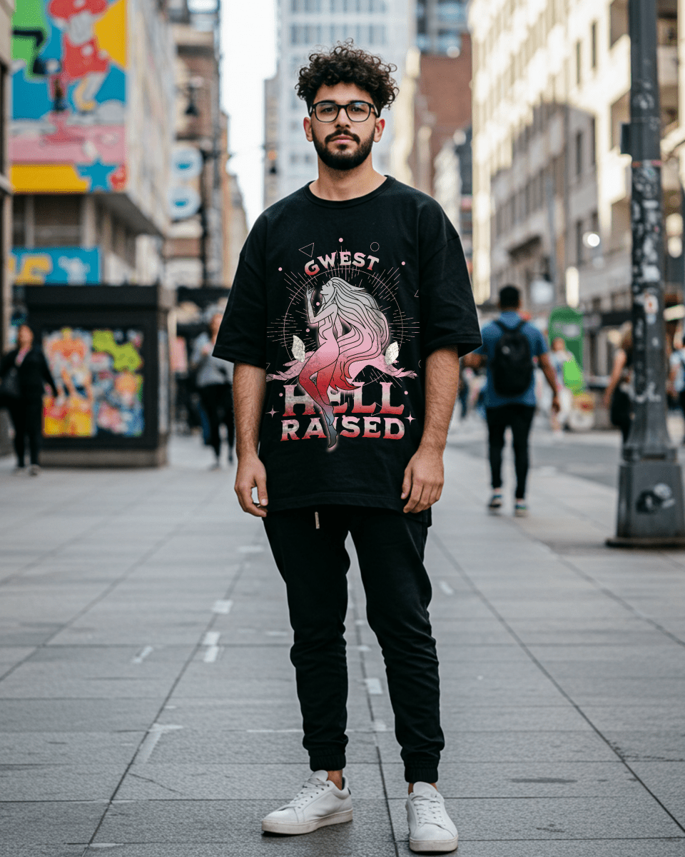 Camiseta Oversize para Hombre G West Hell Raised