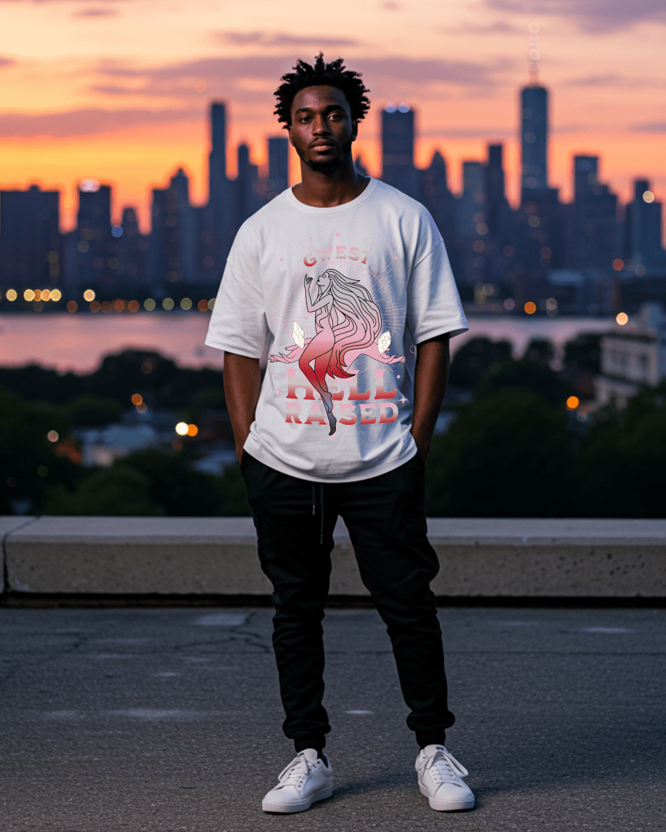 Camiseta Oversize para Hombre G West Hell Raised