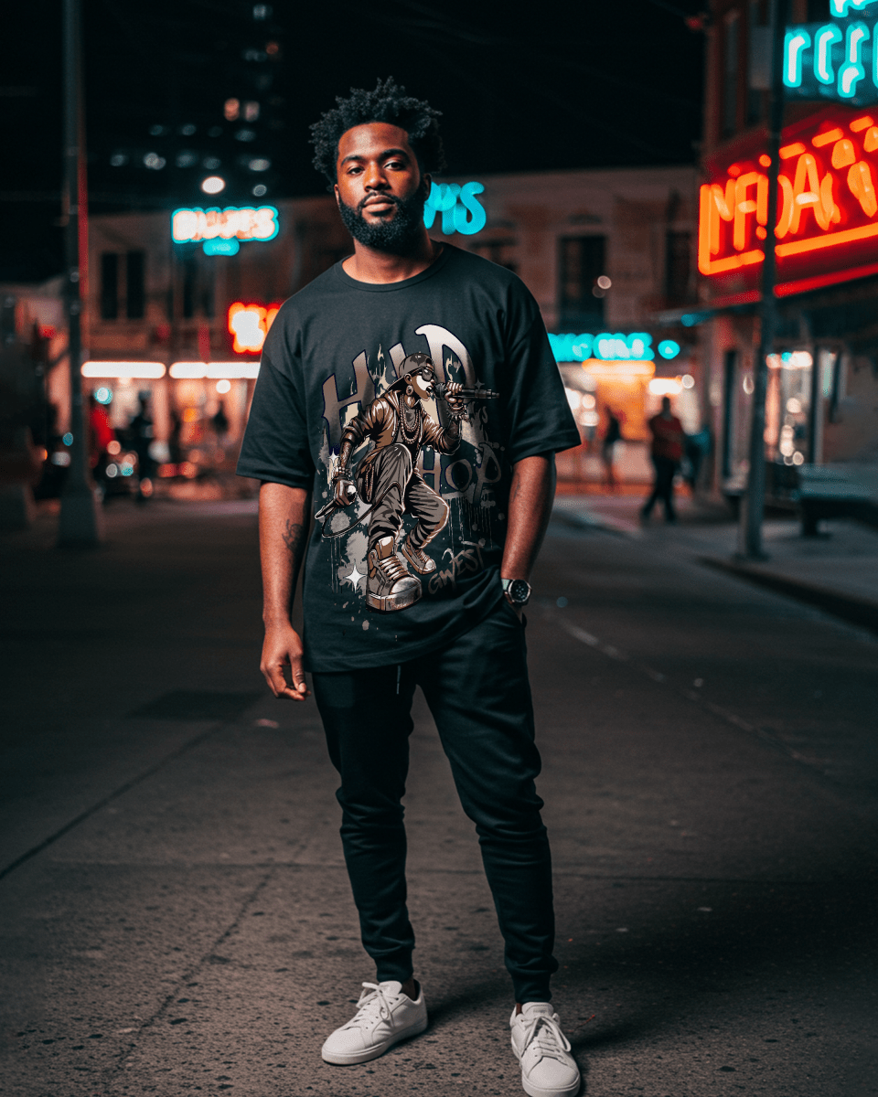 Camiseta de hombre extragrande G West Hip Hop Music