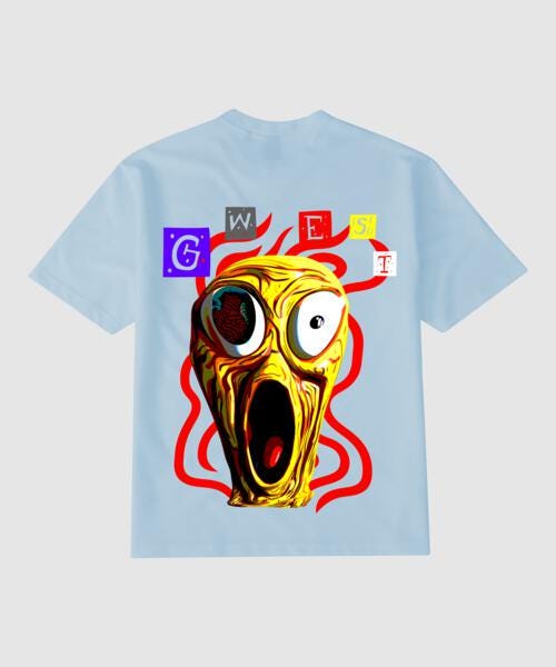 G West Mens Oversized Premium T Shirt Scary Face : Gwgtl7003 - 2 Colors G West