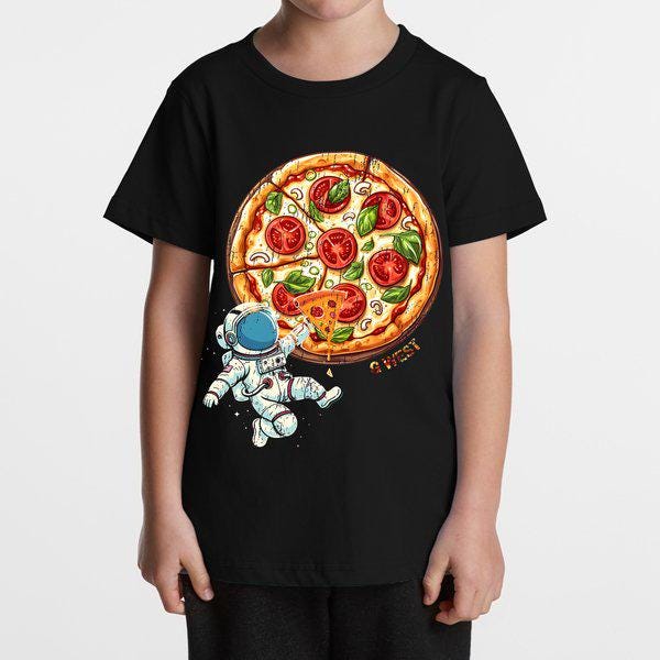 G West Kids Space Pizza Black Tee - Dtpbasty9067 G West