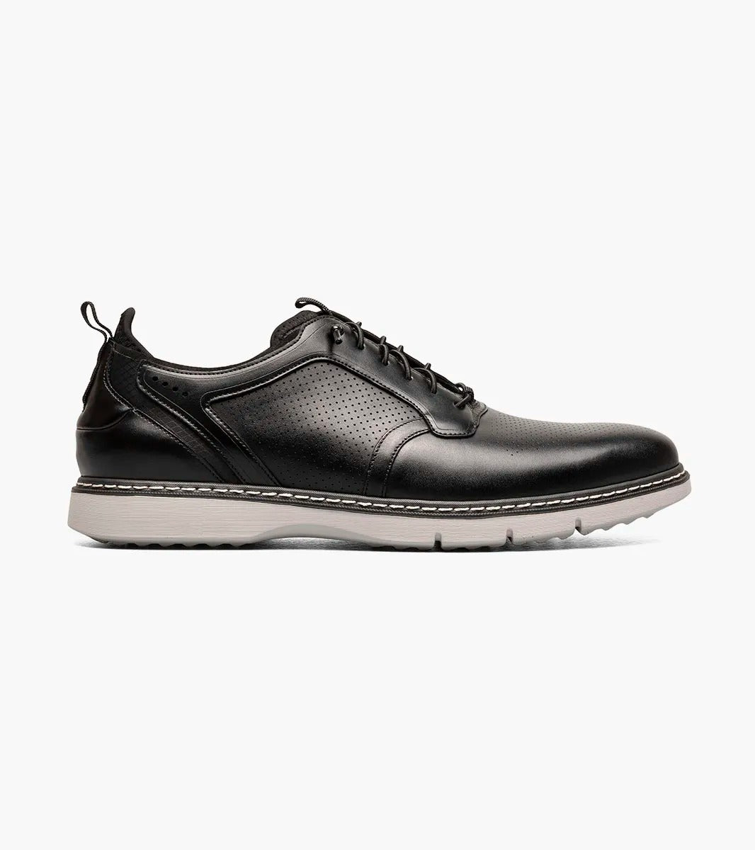 Black - Stacy Adams - Sync Plain Toe Elastic Lace Up