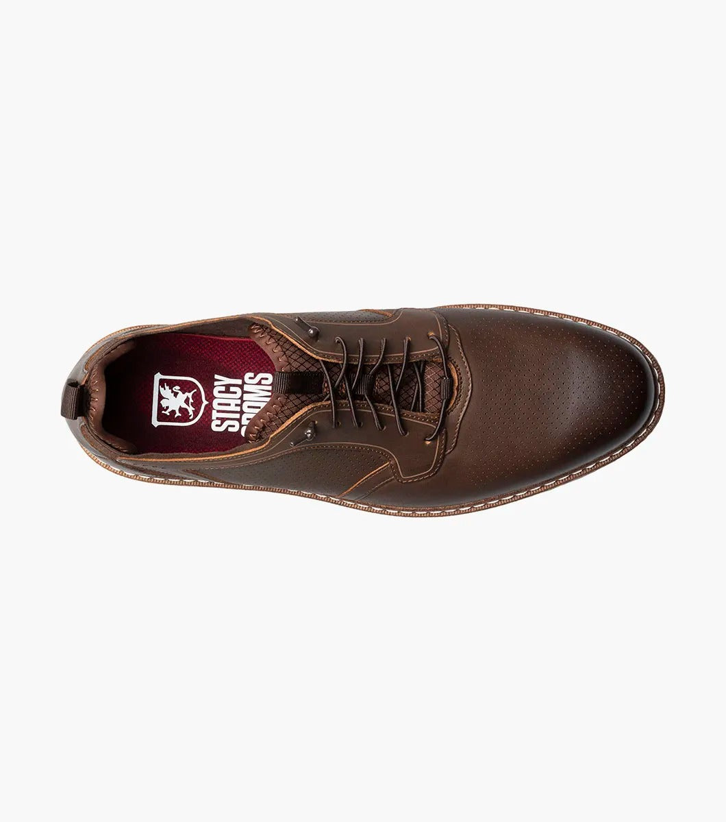 Cognac - Stacy Adams - Sync Plain Toe Elastic Lace Up