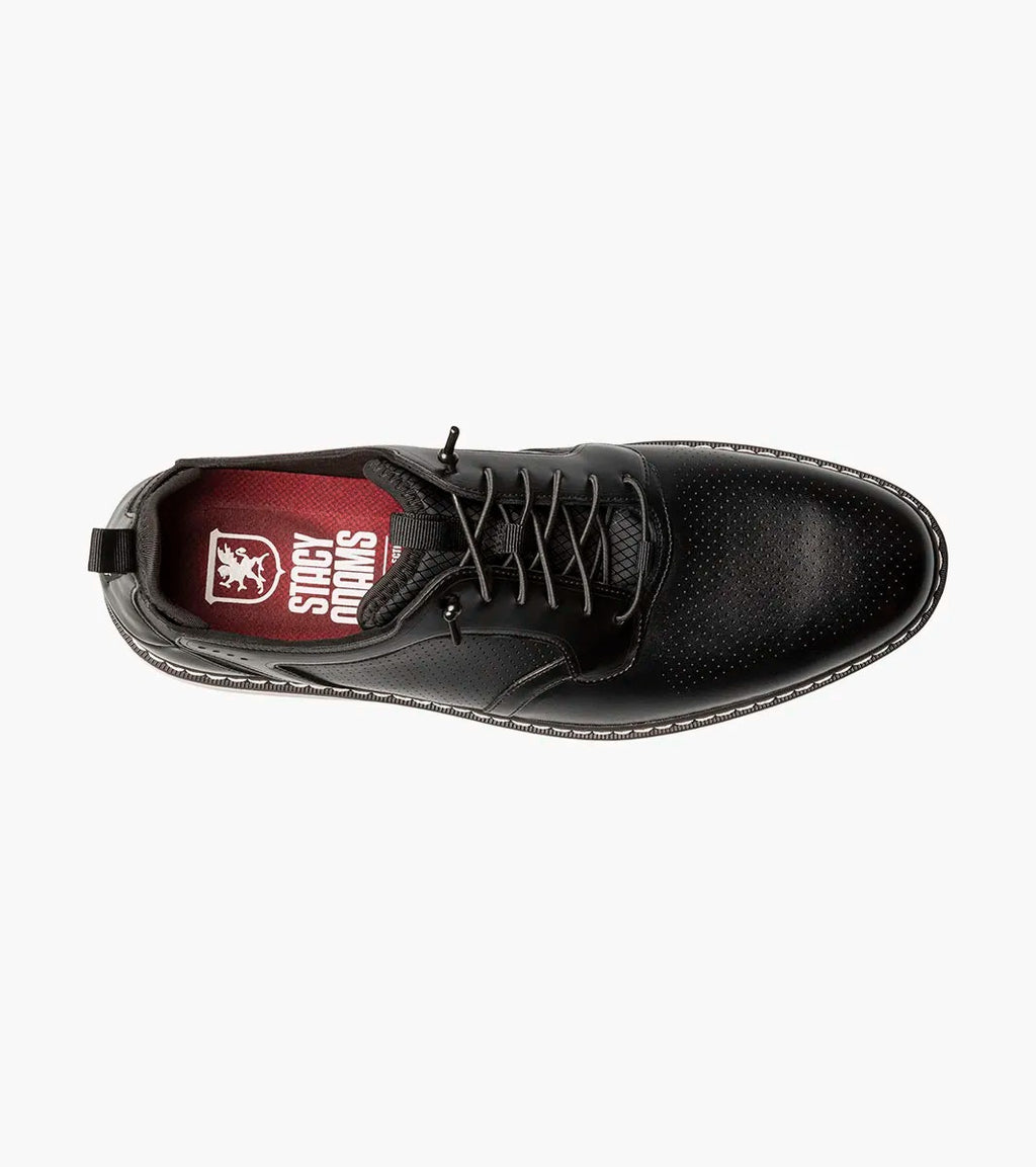 Black - Stacy Adams - Sync Plain Toe Elastic Lace Up