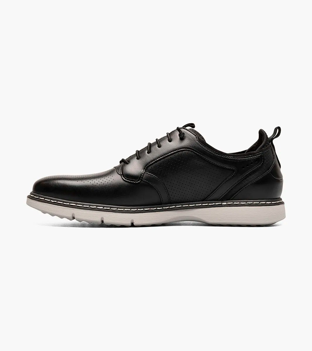 Black - Stacy Adams - Sync Plain Toe Elastic Lace Up