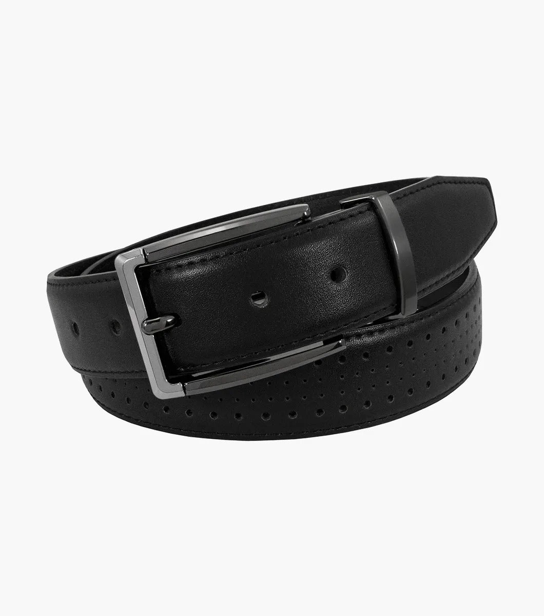 Black - Stacy Adams - Pacer Perf Leather Belt