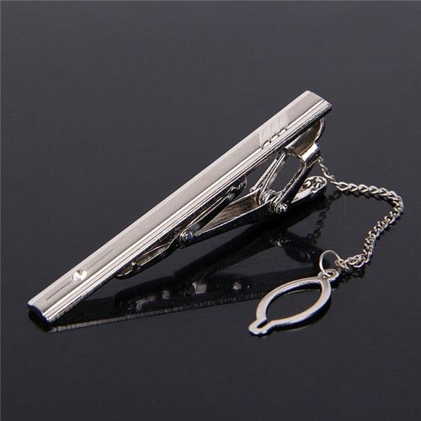 Impeccable Luxury Men's Metal Necktie Bar Formal Dress Shirt Classic Wear Neck Tie Clip With Chain Gold Color Clip Unique Shirt Business Tie Clip Wedding Ceremony Tie Clips Party Fashion Smooth Clasp Pin Father's Day Gifts Stevvex