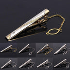 Impeccable Luxury Men's Metal Necktie Bar Formal Dress Shirt Classic Wear Neck Tie Clip With Chain Gold Color Clip Unique Shirt Business Tie Clip Wedding Ceremony Tie Clips Party Fashion Smooth Clasp Pin Father's Day Gifts Stevvex