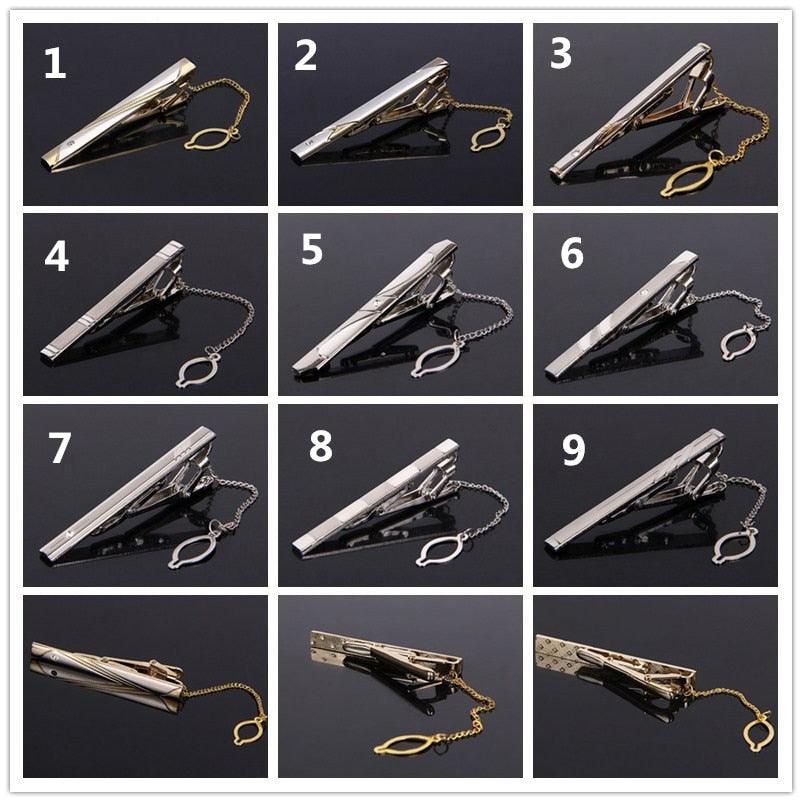 Impeccable Luxury Men's Metal Necktie Bar Formal Dress Shirt Classic Wear Neck Tie Clip With Chain Gold Color Clip Unique Shirt Business Tie Clip Wedding Ceremony Tie Clips Party Fashion Smooth Clasp Pin Father's Day Gifts Stevvex