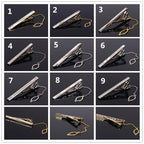 Impeccable Luxury Men's Metal Necktie Bar Formal Dress Shirt Classic Wear Neck Tie Clip With Chain Gold Color Clip Unique Shirt Business Tie Clip Wedding Ceremony Tie Clips Party Fashion Smooth Clasp Pin Father's Day Gifts Stevvex